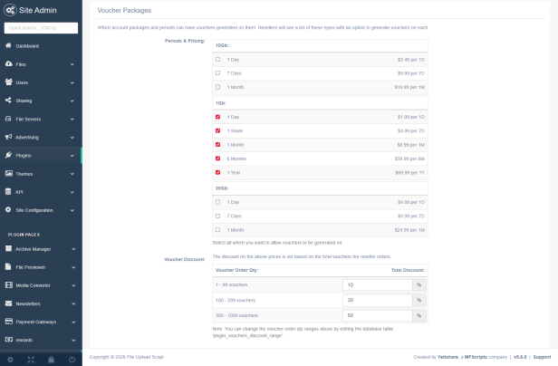 Admin Plugin Settings Packages